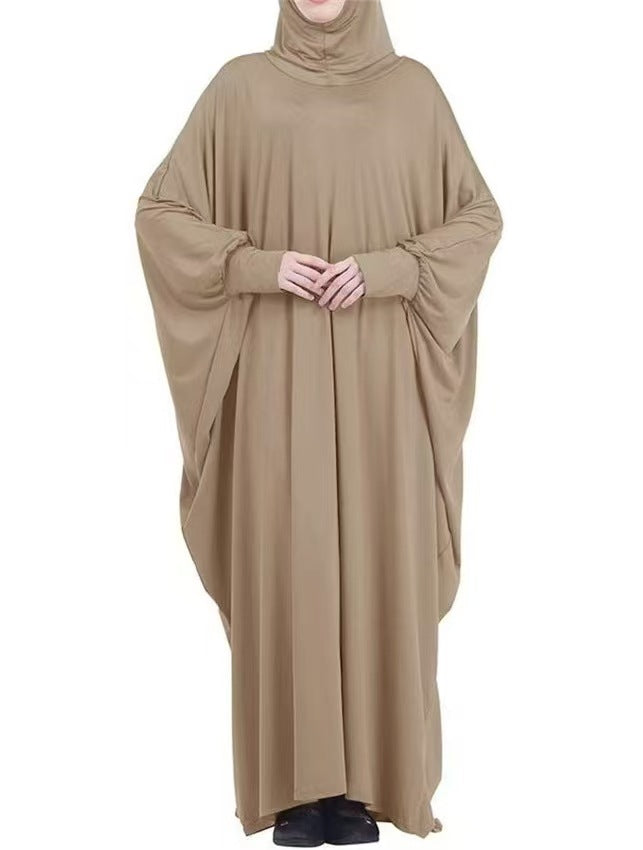 Hooded bat-sleeved dress
