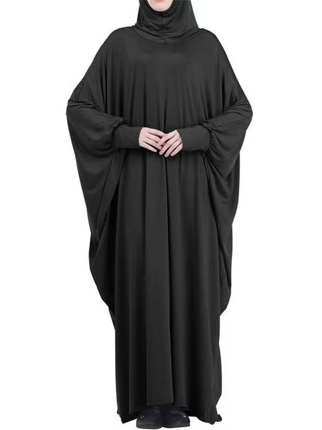 Hooded bat-sleeved dress