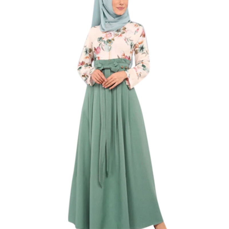 Patchwork printed long dress