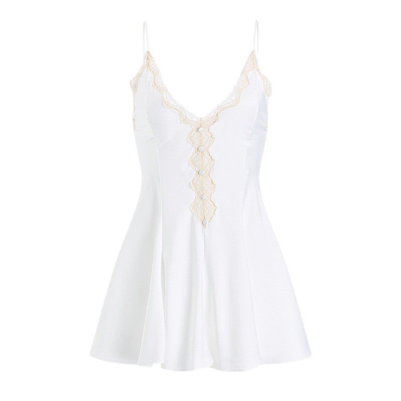 Women's French Lace Satin Pajama Set