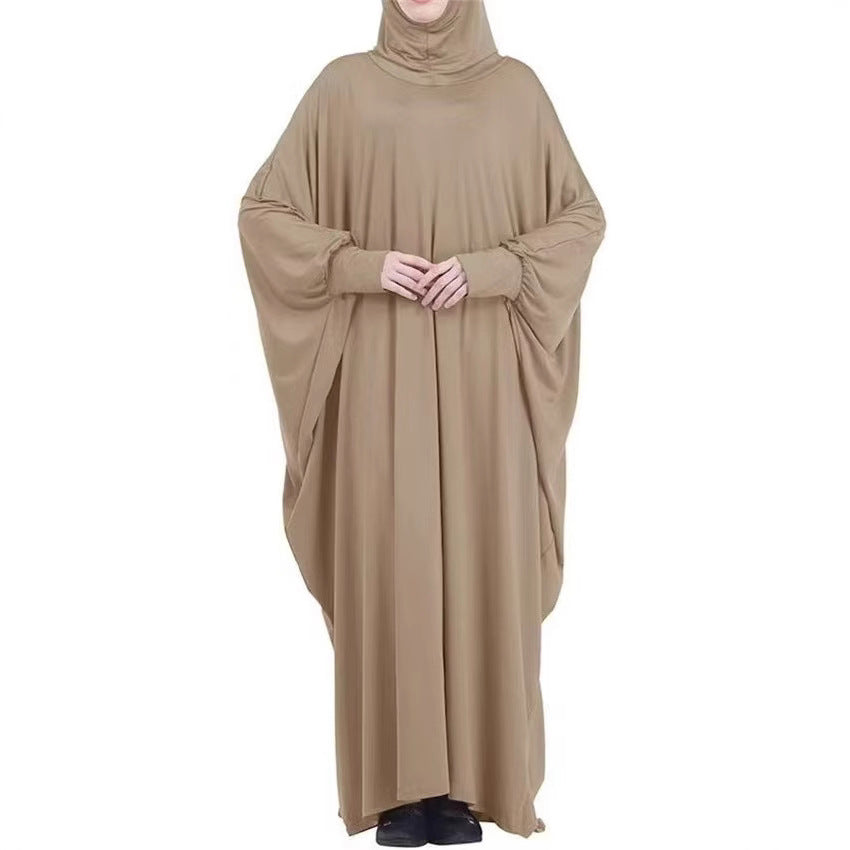 Hooded bat-sleeved dress