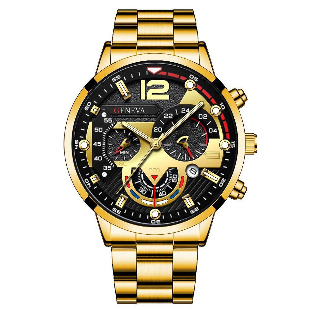 Men's Fashion Stainless Steel Band Quartz Watch with Calendar