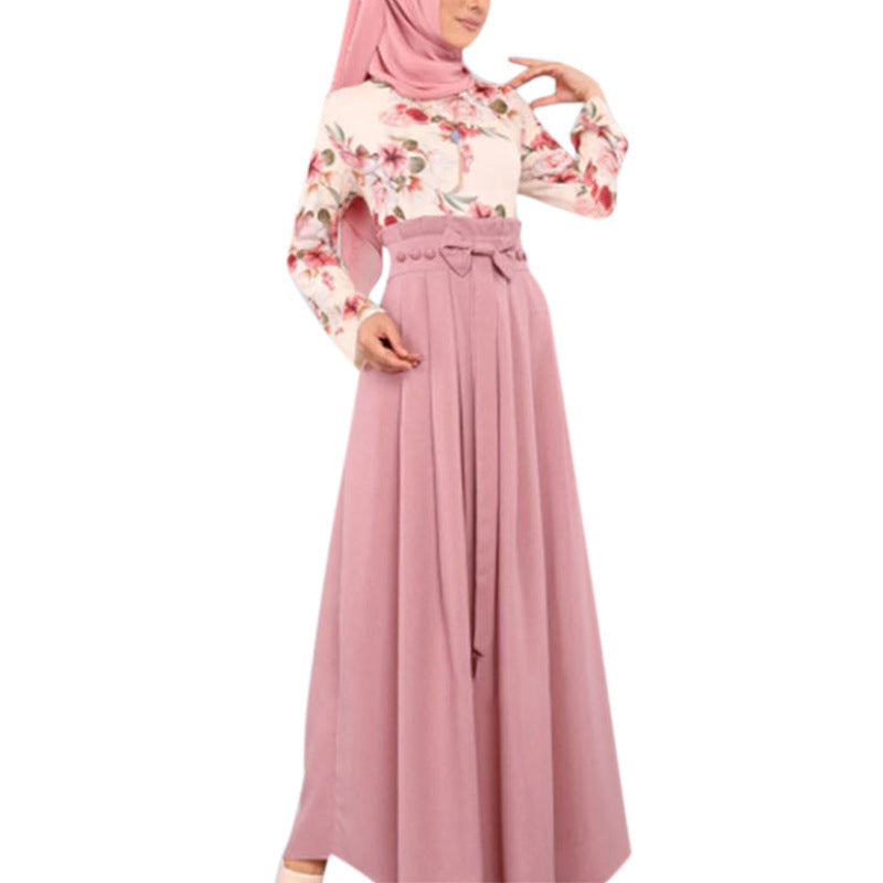 Patchwork printed long dress