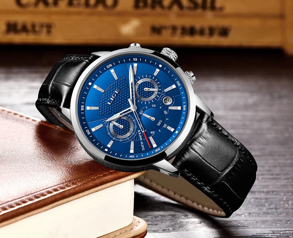 LIGE 2025 Watch Men Fashion Sports Quartz Clocks Mens Watches Top Brand Leather Military Waterproof Date Watch Relogio Masculino