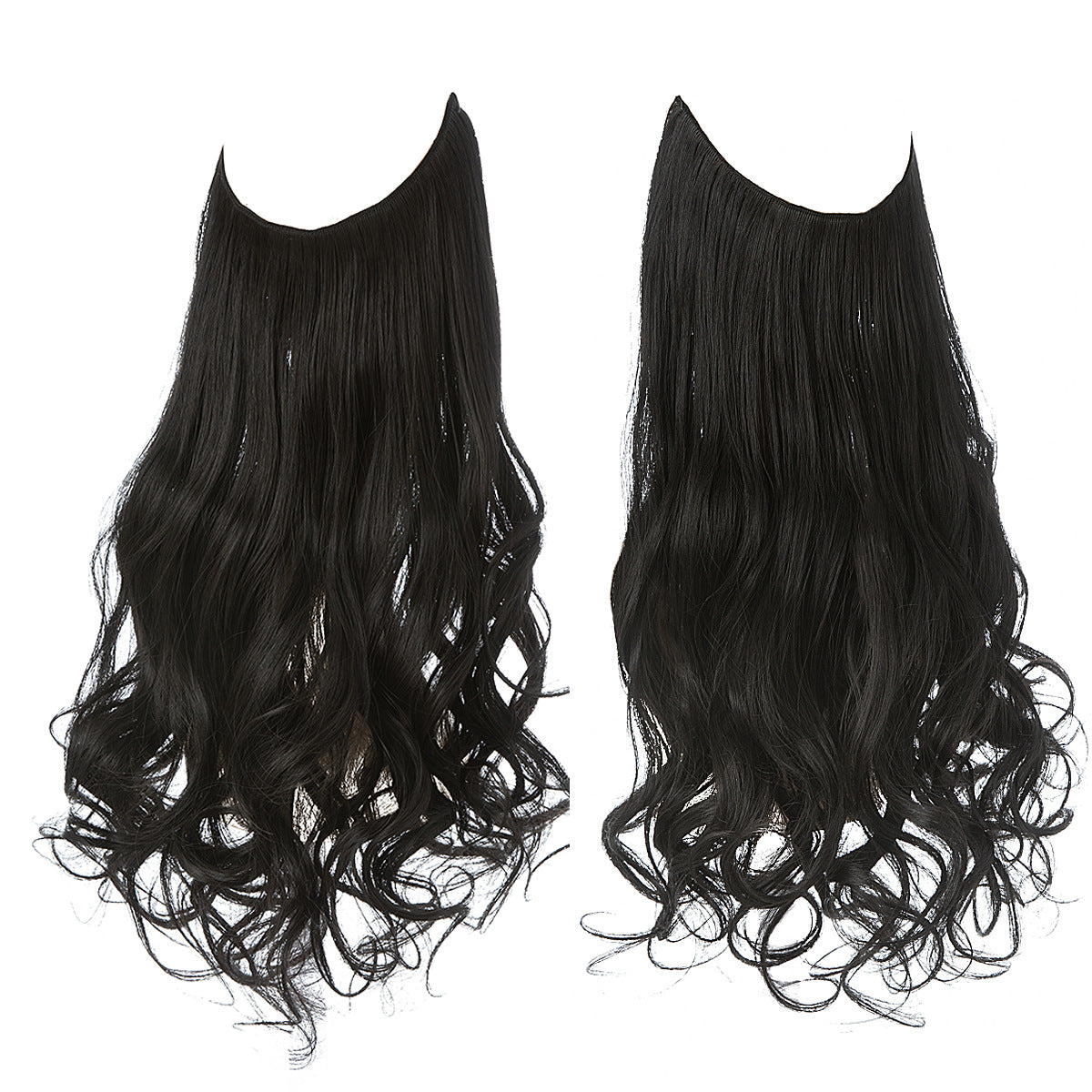 European and American wig one-piece hair quantity multiple U-shaped hair extension female fishing line wig invisible natural long curly hair