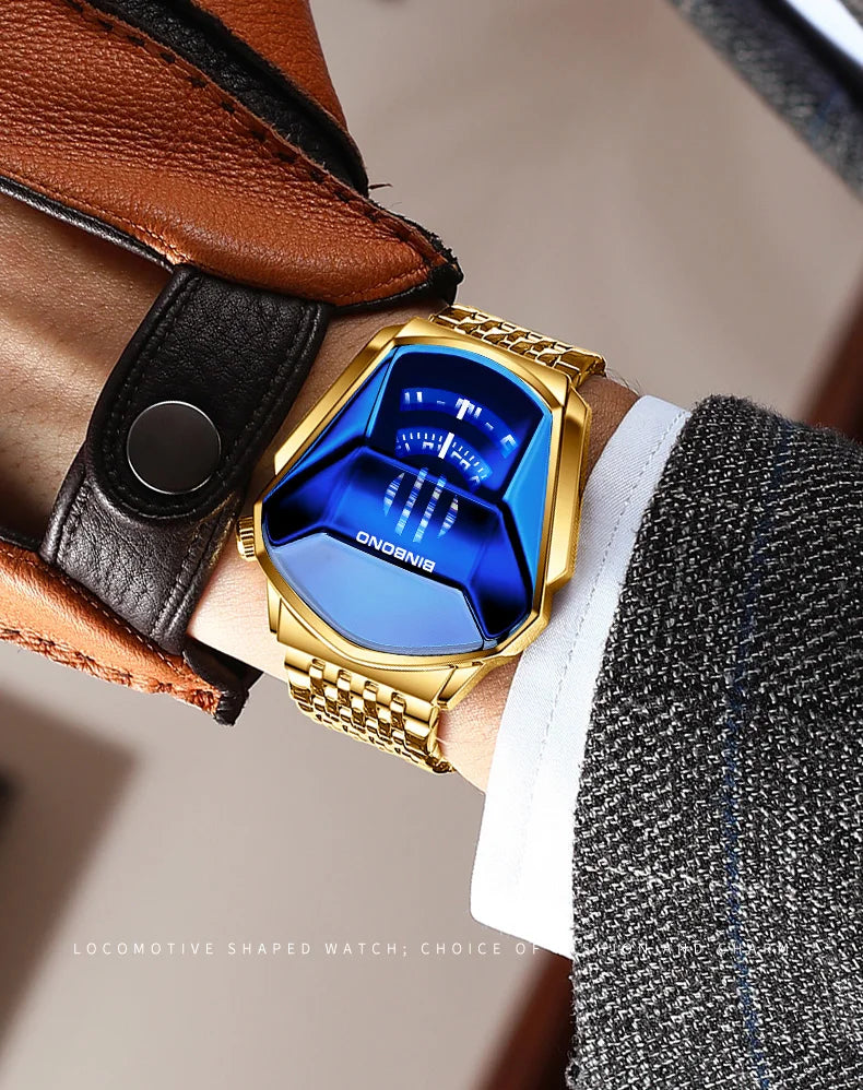 Binbond Top Luxury Brand Trend Cool Men's Wrist Watch Stainless Steel Technology Fashion Quartz Watch For Men JiChe01