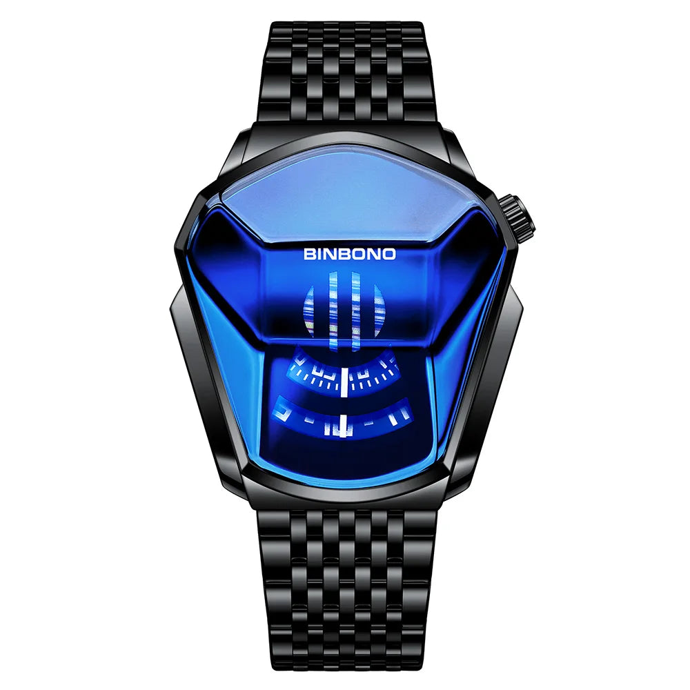 Binbond Top Luxury Brand Trend Cool Men's Wrist Watch Stainless Steel Technology Fashion Quartz Watch For Men JiChe01