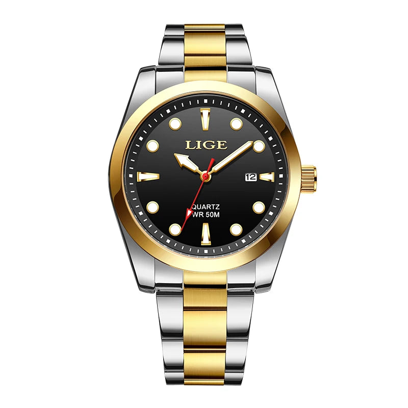 LIGE Business Waterproof Watch Men Fashion Military Sports Men's Quartz Wristwatches Top Brand Luxury Chronograph Montre Homme