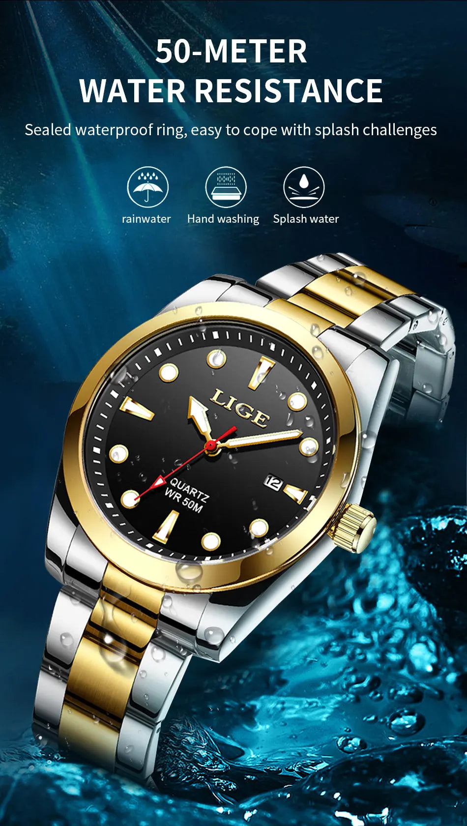 LIGE Business Waterproof Watch Men Fashion Military Sports Men's Quartz Wristwatches Top Brand Luxury Chronograph Montre Homme