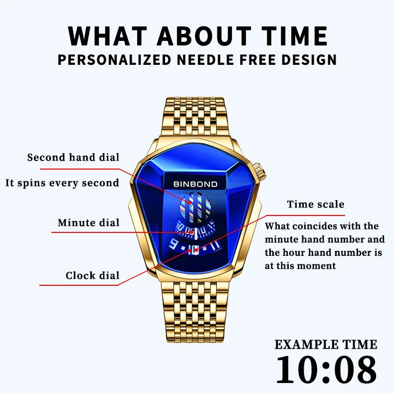 Binbond Top Luxury Brand Trend Cool Men's Wrist Watch Stainless Steel Technology Fashion Quartz Watch For Men JiChe01