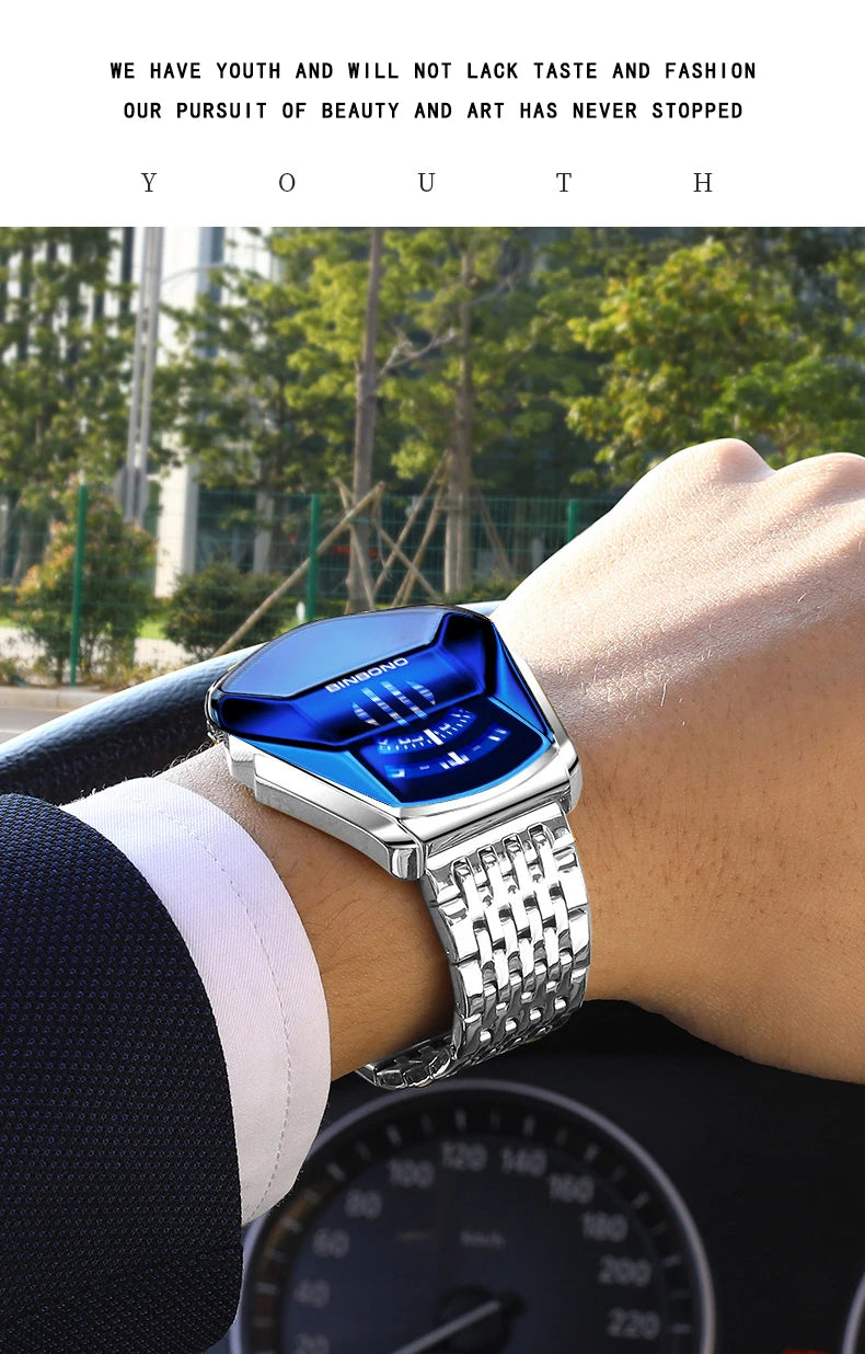 Binbond Top Luxury Brand Trend Cool Men's Wrist Watch Stainless Steel Technology Fashion Quartz Watch For Men JiChe01