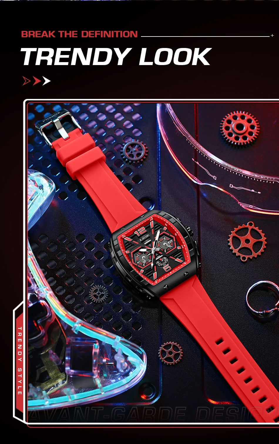 LIGE Men Watch Fashion Luxury Waterproof Quartz Wristwatch Luminous Casual Sports Silicone Strap Clock Auto Date Man Watches+Box