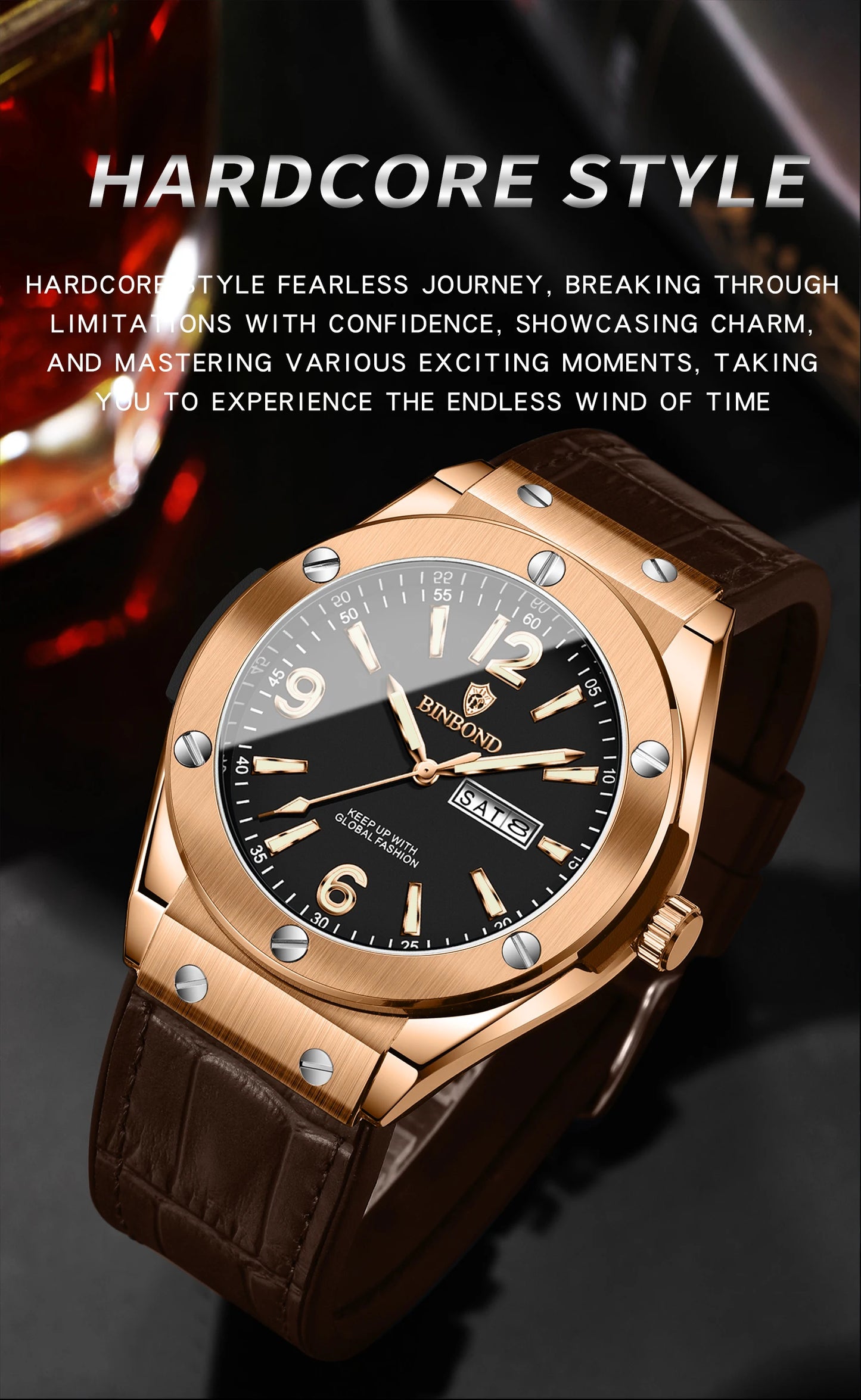 BINBOND New 225 Fashion Men's Quartz Watch Waterproof Luminous Calendar Versatile Casual Men's Quartz Watch 2025