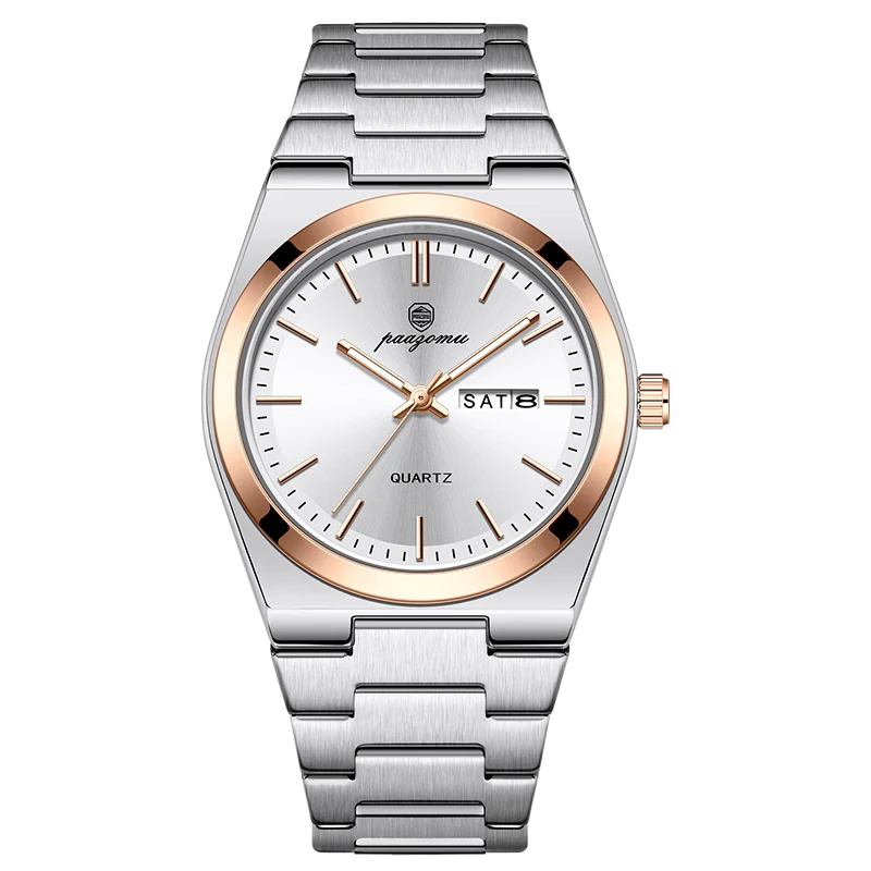 PENGAGAR Luxury Quartz Man Wristwatch Sport Men Watches Waterproof Luminous Date Week Stainless Steel Men's Watch Male Reloj+box