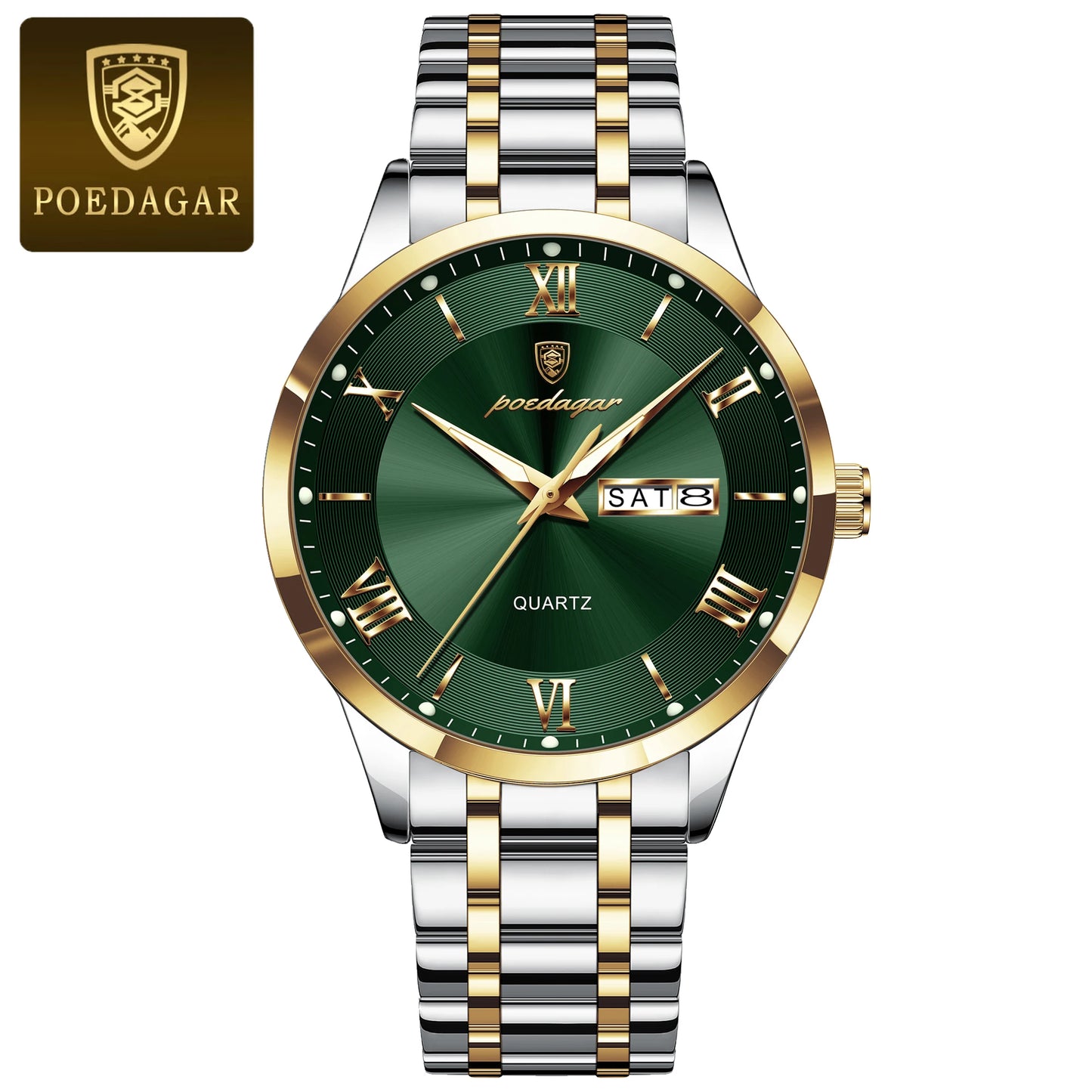 POEDAGAR Luxury Casual Watch For Man Date Week Waterproof Luminous Stainless Steel Men Watch Sport Quartz Men's Watches Male+Box