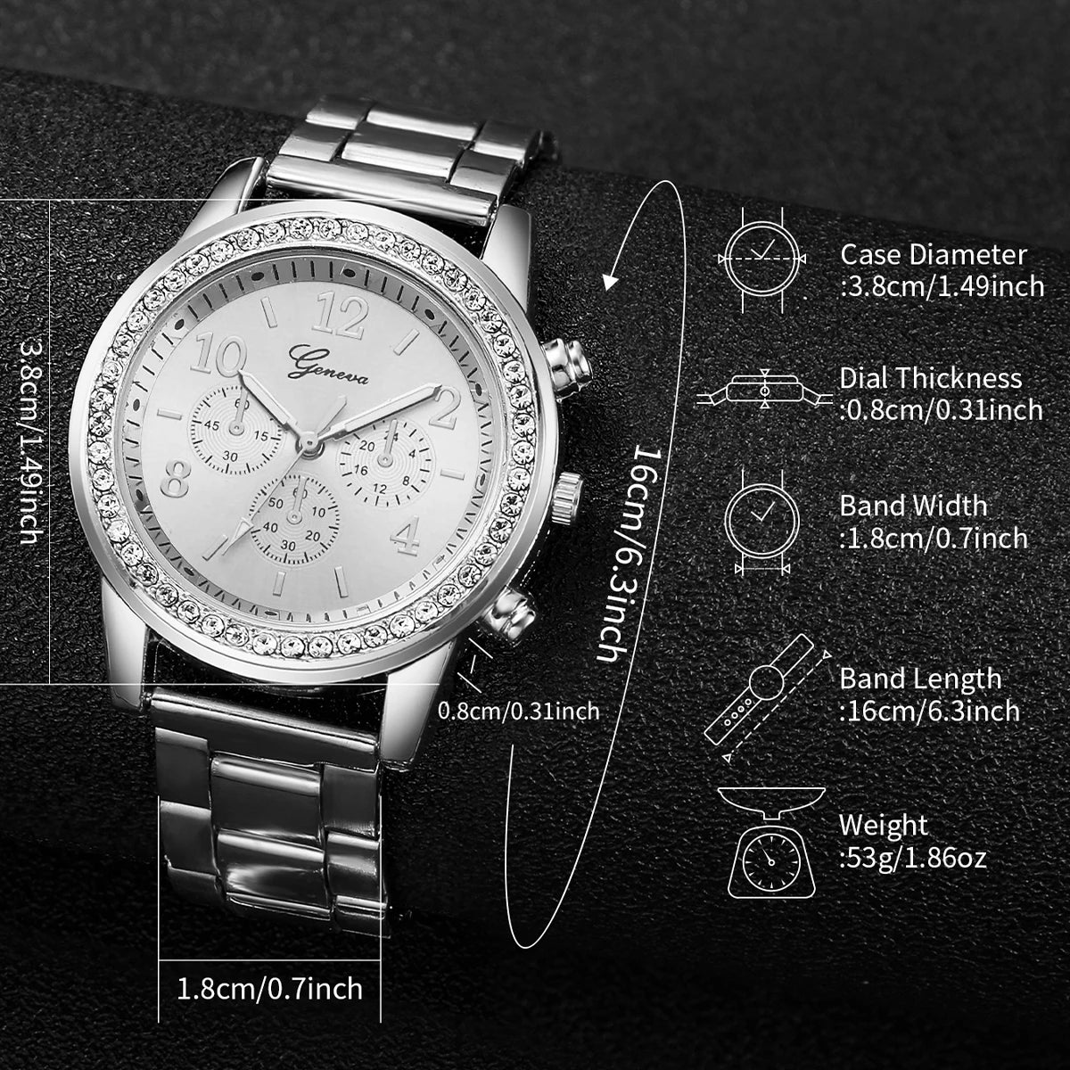 4PCS/Set Fashion Rhinestone Women Watches Luxury Steel Band Ladies Quartz Watch Bracelets Set Reloj Mujer(Without Box)