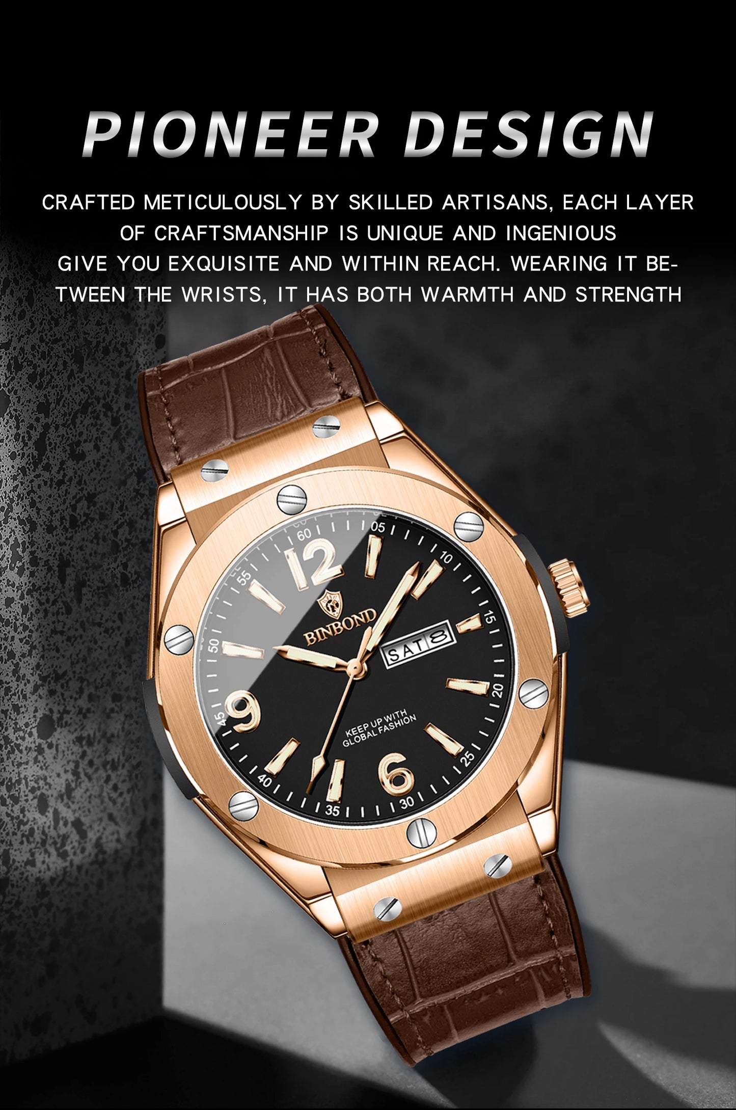 BINBOND New 225 Fashion Men's Quartz Watch Waterproof Luminous Calendar Versatile Casual Men's Quartz Watch 2025