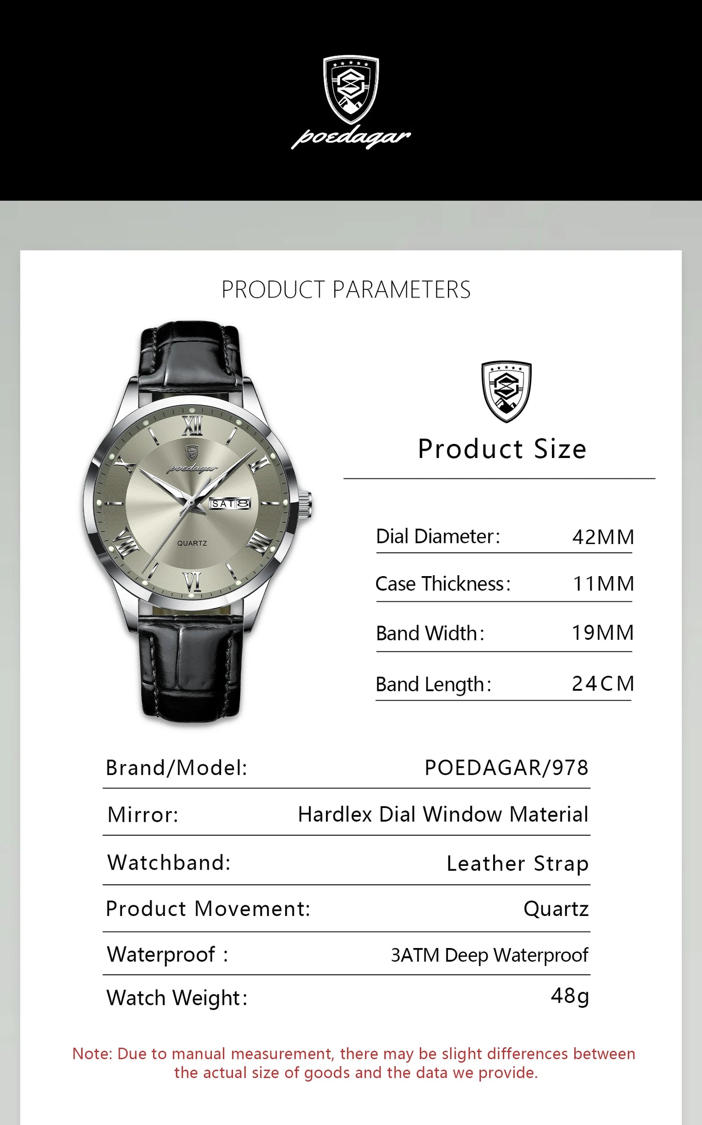 POEDAGAR Top Luxury Watch For Men Military Waterproof Luminous Date Week Man Wristwatch Leather Men's Quartz Watches Sport Reloj