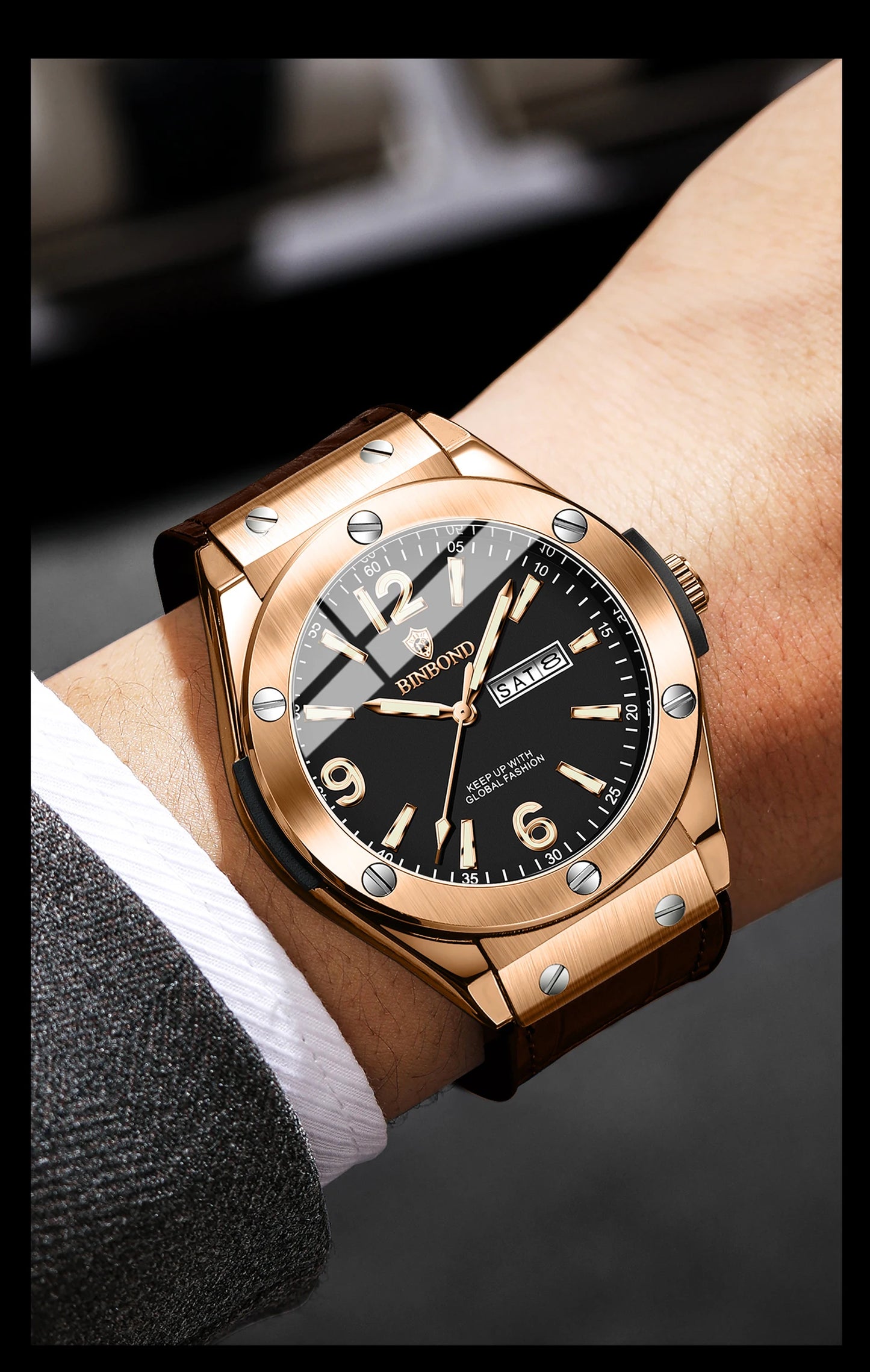 BINBOND New 225 Fashion Men's Quartz Watch Waterproof Luminous Calendar Versatile Casual Men's Quartz Watch 2025