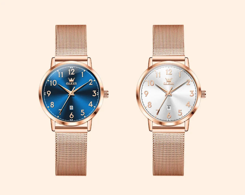 OLEVS New 5653 Women Watch Luxury Brand Quartz Watch Elegant Rose Gold Digital Waterproof Watch HD Simple Bracelet Women Watch