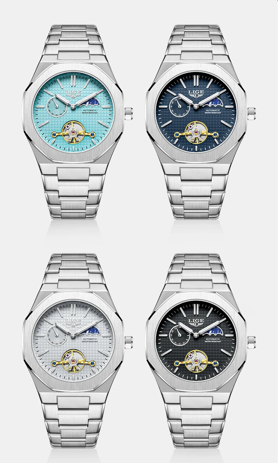 LIGE 2025 New Mechanical Watches Men Fashion Luxury Automatic Mens Watch Waterproof Luminous Tourbillon Wristwatch Reloj Hombre