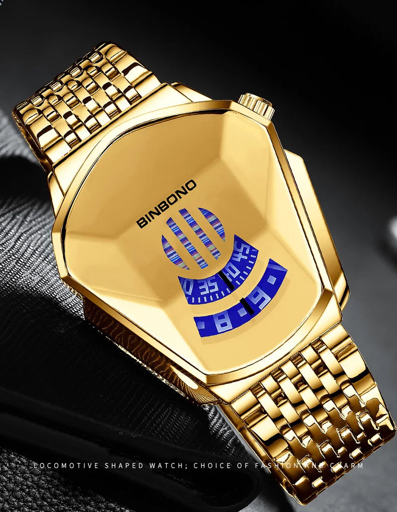 Binbond Top Luxury Brand Trend Cool Men's Wrist Watch Stainless Steel Technology Fashion Quartz Watch For Men JiChe01