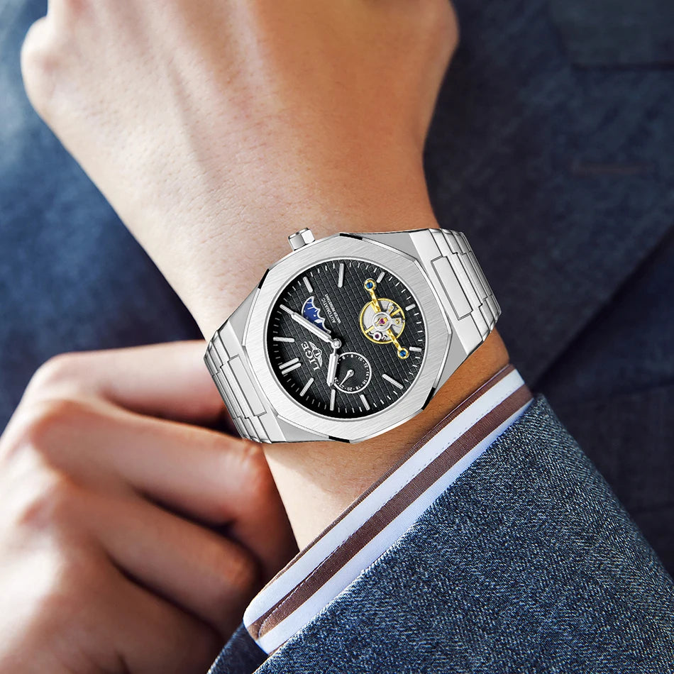 LIGE 2025 New Mechanical Watches Men Fashion Luxury Automatic Mens Watch Waterproof Luminous Tourbillon Wristwatch Reloj Hombre