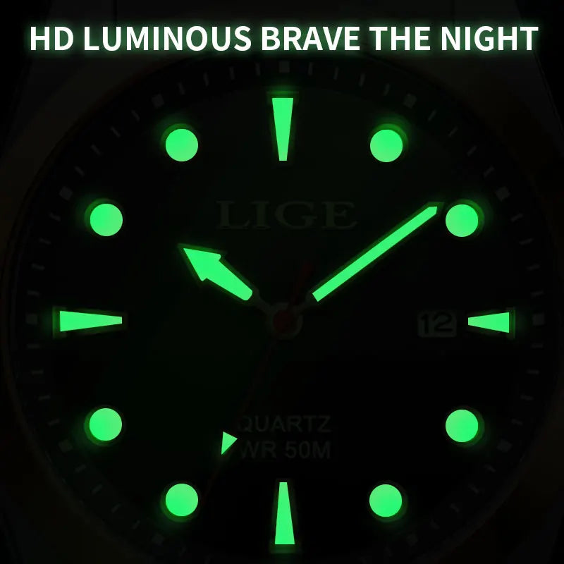 LIGE Business Waterproof Watch Men Fashion Military Sports Men's Quartz Wristwatches Top Brand Luxury Chronograph Montre Homme