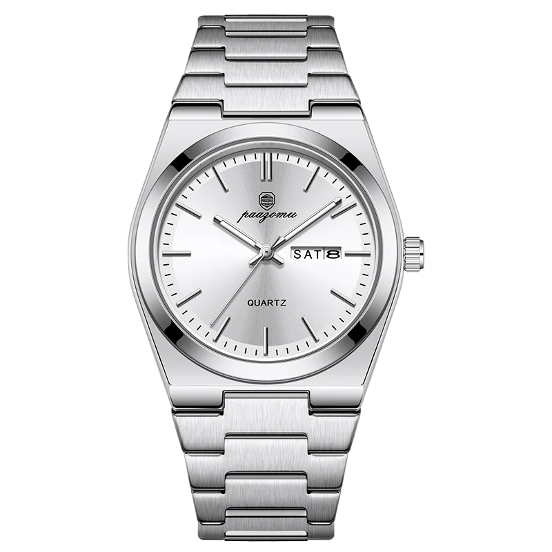 PENGAGAR Luxury Quartz Man Wristwatch Sport Men Watches Waterproof Luminous Date Week Stainless Steel Men's Watch Male Reloj+box