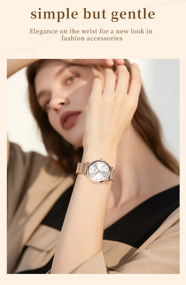 OLEVS New 5653 Women Watch Luxury Brand Quartz Watch Elegant Rose Gold Digital Waterproof Watch HD Simple Bracelet Women Watch