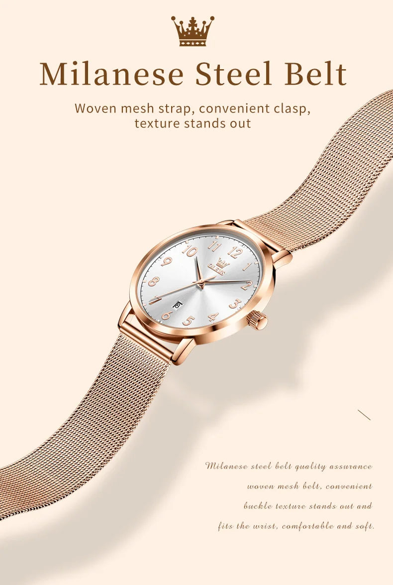 OLEVS New 5653 Women Watch Luxury Brand Quartz Watch Elegant Rose Gold Digital Waterproof Watch HD Simple Bracelet Women Watch