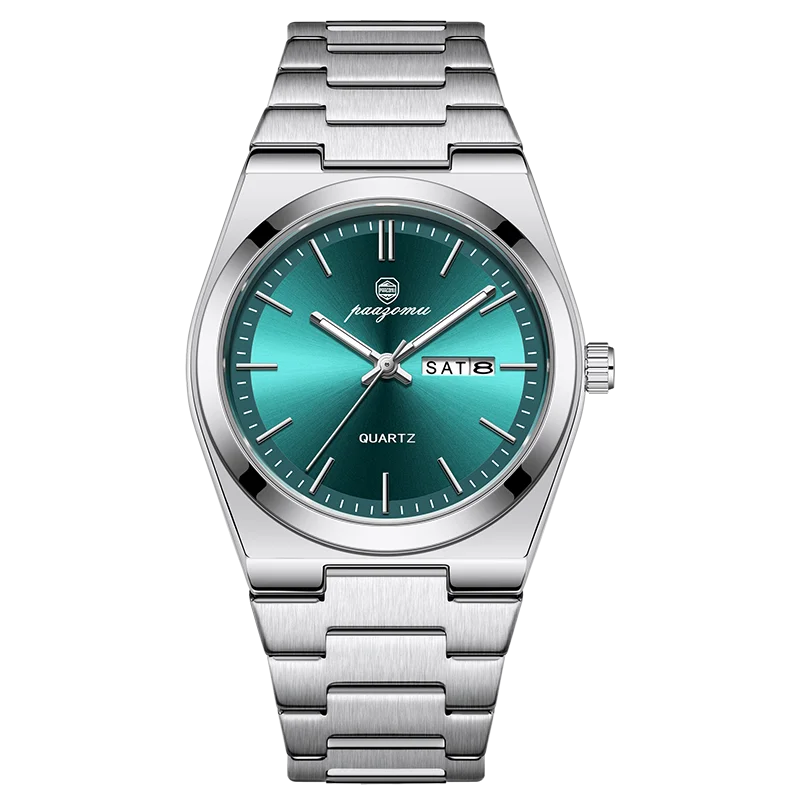 PENGAGAR Luxury Quartz Man Wristwatch Sport Men Watches Waterproof Luminous Date Week Stainless Steel Men's Watch Male Reloj+box
