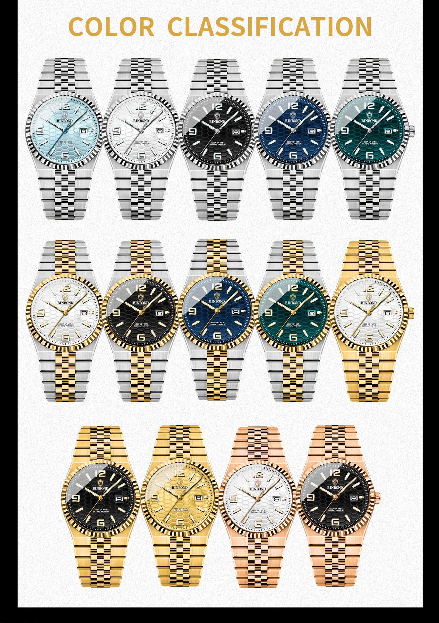 BINBOND Top Brand Luxury Men Quartz Watches Original Watch for Man Waterproof Luminous Date Week Stainless Steel Wristwatch Male
