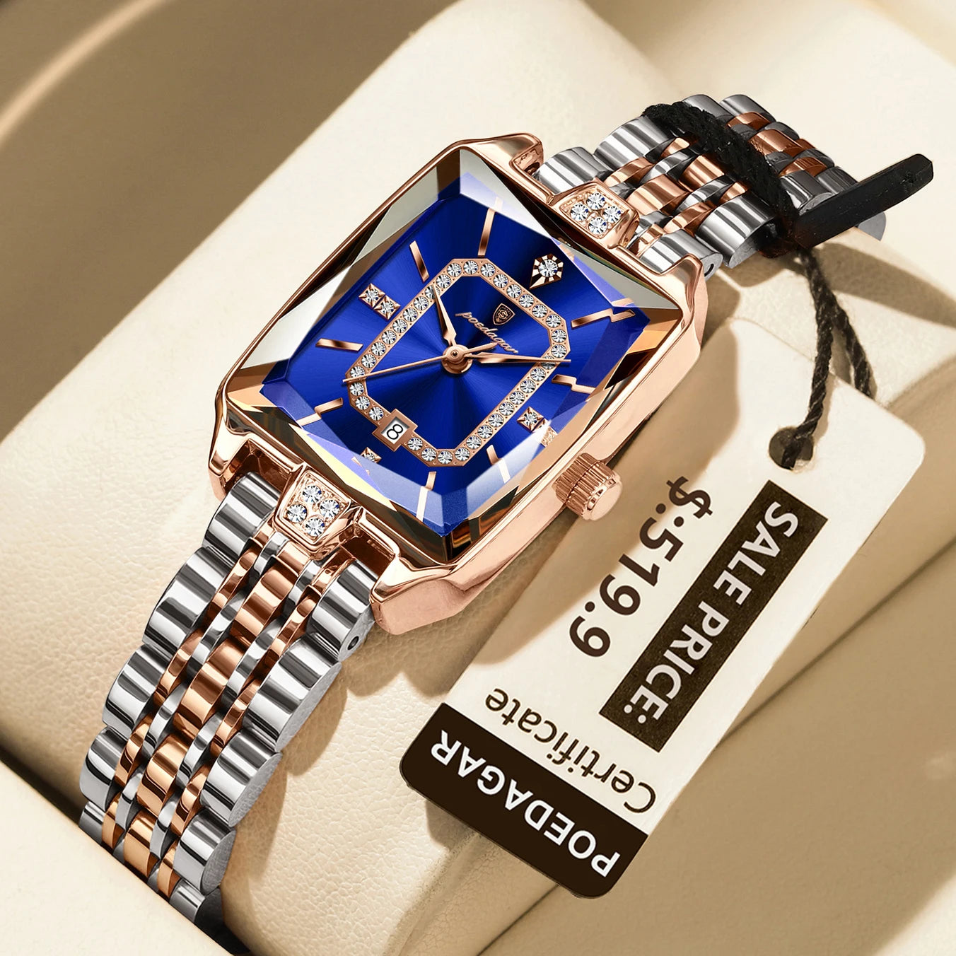 POEDAGAR Luxury Watch For Woman Elegant Waterproof Calendar Ladies Watch Rectangle Stainless Steel Quartz Women's Watches Female