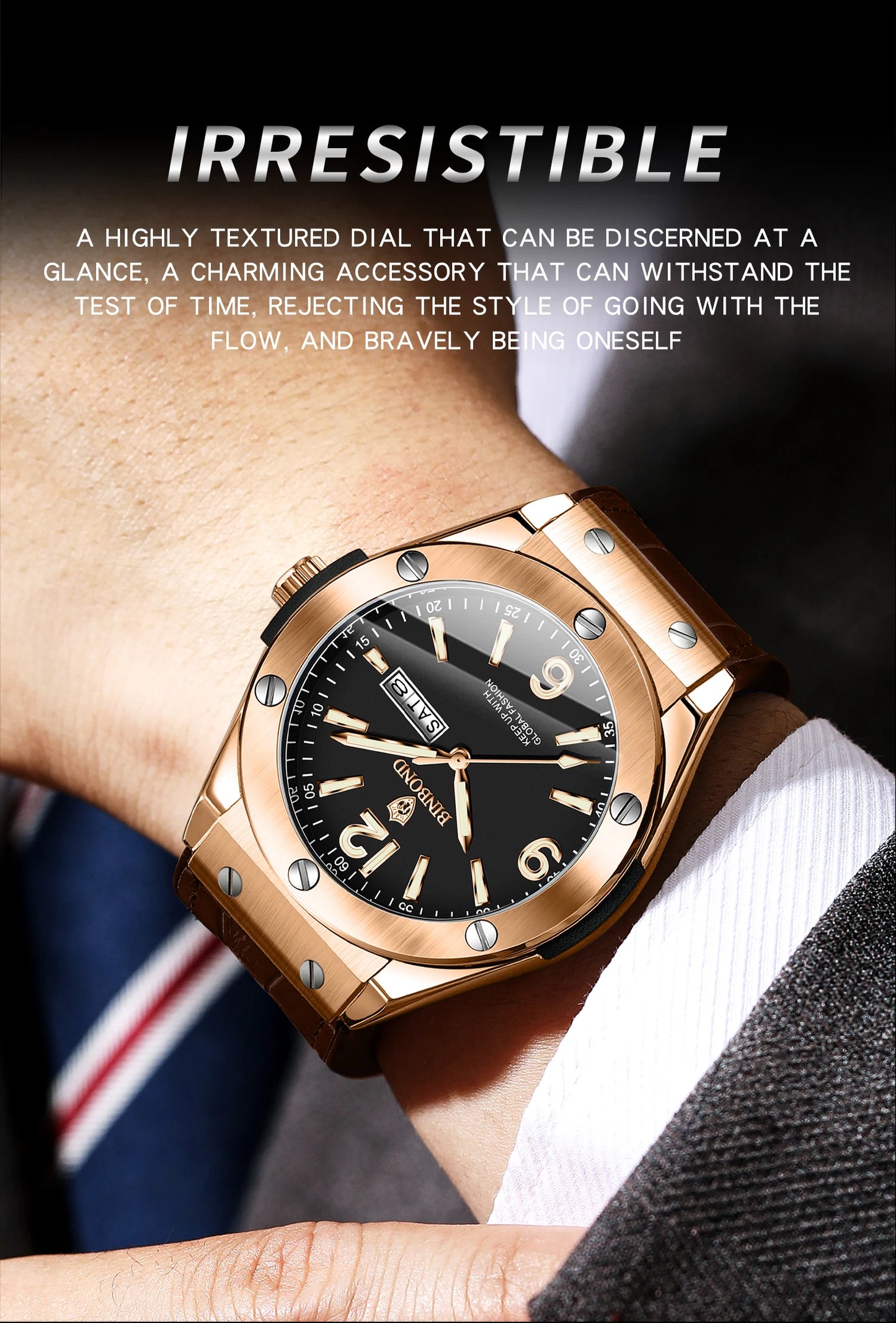 BINBOND New 225 Fashion Men's Quartz Watch Waterproof Luminous Calendar Versatile Casual Men's Quartz Watch 2025