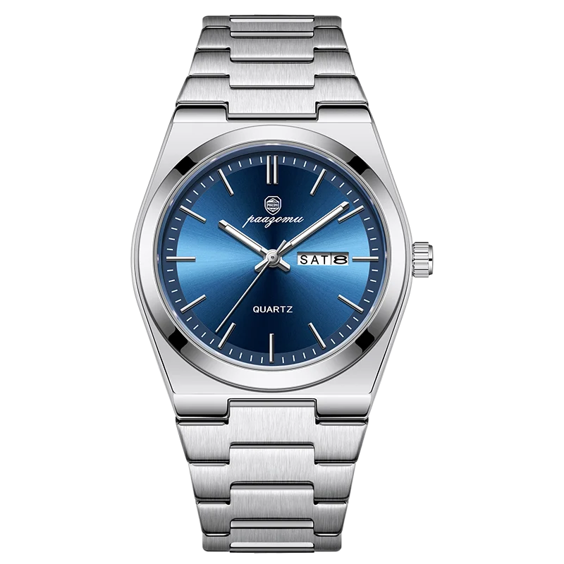 PENGAGAR Luxury Quartz Man Wristwatch Sport Men Watches Waterproof Luminous Date Week Stainless Steel Men's Watch Male Reloj+box