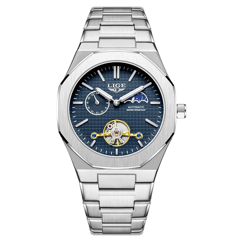LIGE 2025 New Mechanical Watches Men Fashion Luxury Automatic Mens Watch Waterproof Luminous Tourbillon Wristwatch Reloj Hombre