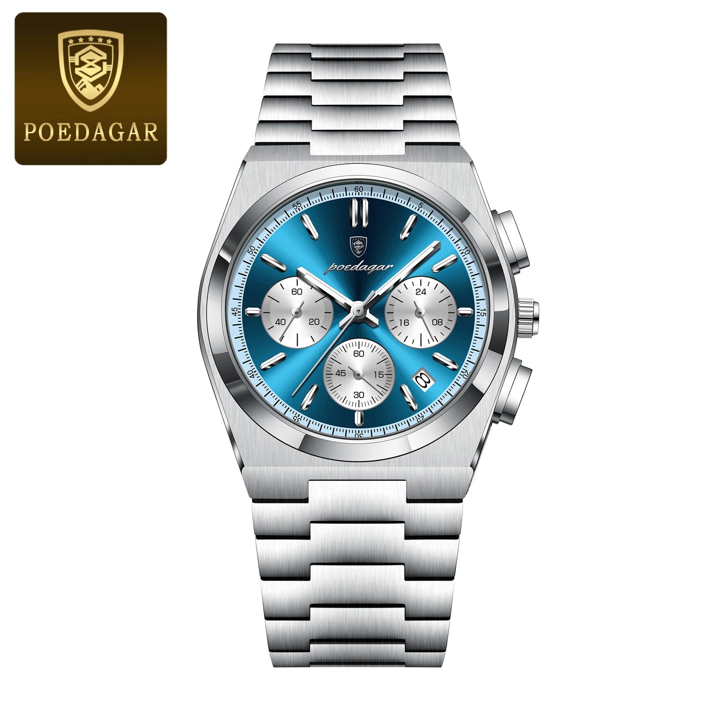 POEDAGAR Luxury Man Quartz Watch Waterproof Luminous Date Chronograph Watches For Men Stainless Steel Fashion Men's Watch Reloj
