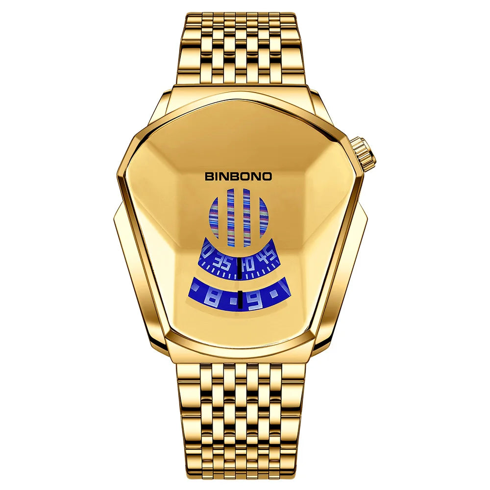 Binbond Top Luxury Brand Trend Cool Men's Wrist Watch Stainless Steel Technology Fashion Quartz Watch For Men JiChe01