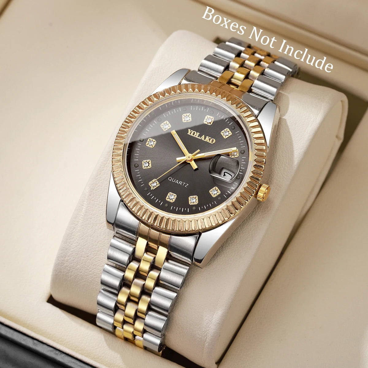 Luxury Men Business Watches Fashion Rhinestone Women Quartz Watch with Calendar Clock Gift(Without Box)