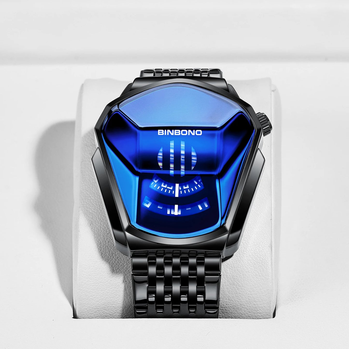 Binbond Top Luxury Brand Trend Cool Men's Wrist Watch Stainless Steel Technology Fashion Quartz Watch For Men JiChe01