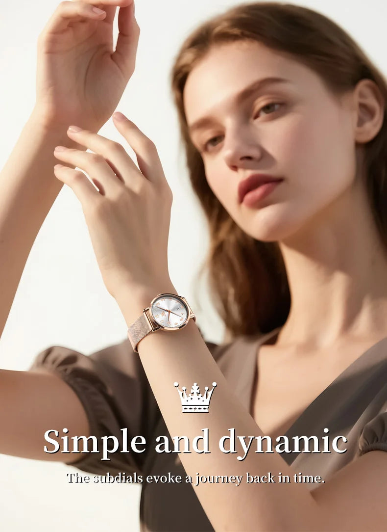 OLEVS New 5653 Women Watch Luxury Brand Quartz Watch Elegant Rose Gold Digital Waterproof Watch HD Simple Bracelet Women Watch