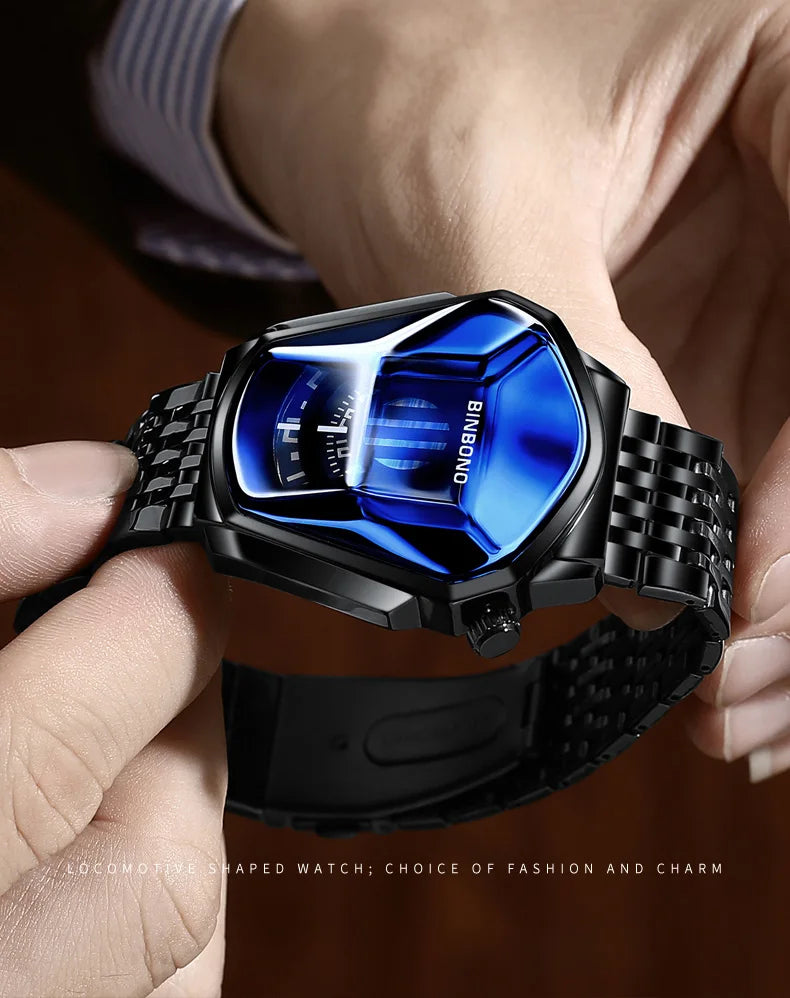 Binbond Top Luxury Brand Trend Cool Men's Wrist Watch Stainless Steel Technology Fashion Quartz Watch For Men JiChe01
