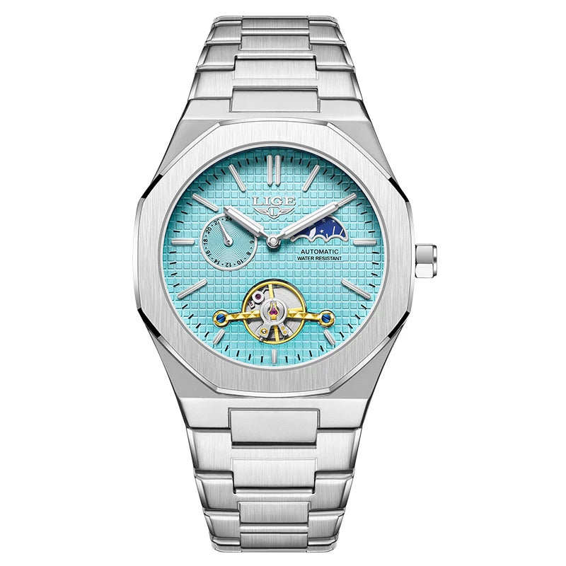 LIGE 2025 New Mechanical Watches Men Fashion Luxury Automatic Mens Watch Waterproof Luminous Tourbillon Wristwatch Reloj Hombre