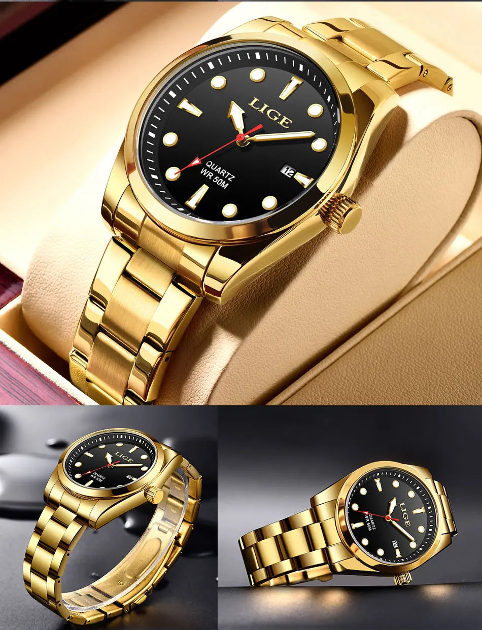 LIGE Business Waterproof Watch Men Fashion Military Sports Men's Quartz Wristwatches Top Brand Luxury Chronograph Montre Homme