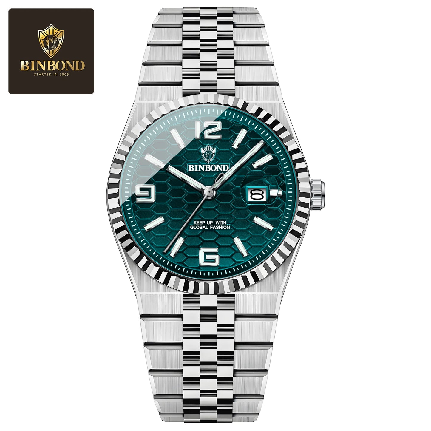 BINBOND Top Brand Luxury Men Quartz Watches Original Watch for Man Waterproof Luminous Date Week Stainless Steel Wristwatch Male