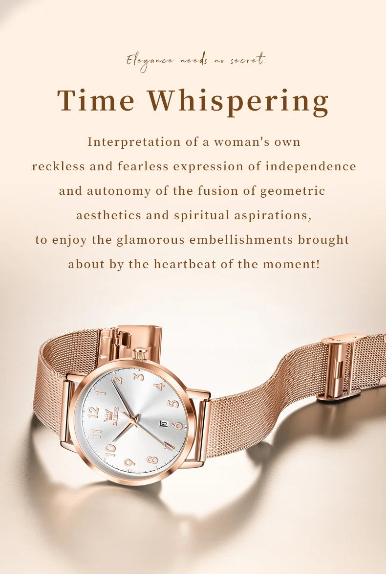 OLEVS New 5653 Women Watch Luxury Brand Quartz Watch Elegant Rose Gold Digital Waterproof Watch HD Simple Bracelet Women Watch