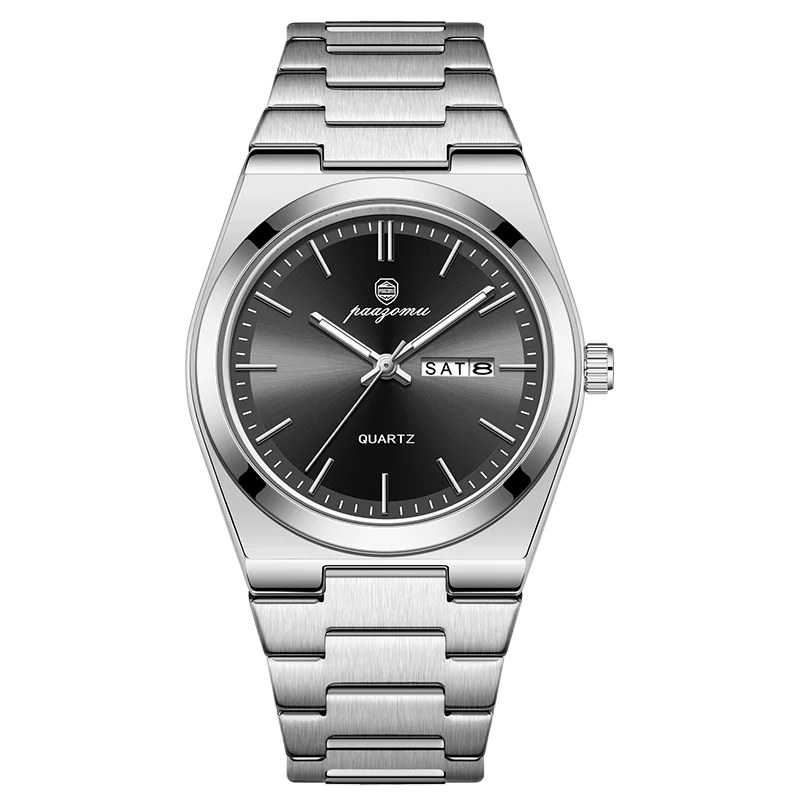 PENGAGAR Luxury Quartz Man Wristwatch Sport Men Watches Waterproof Luminous Date Week Stainless Steel Men's Watch Male Reloj+box