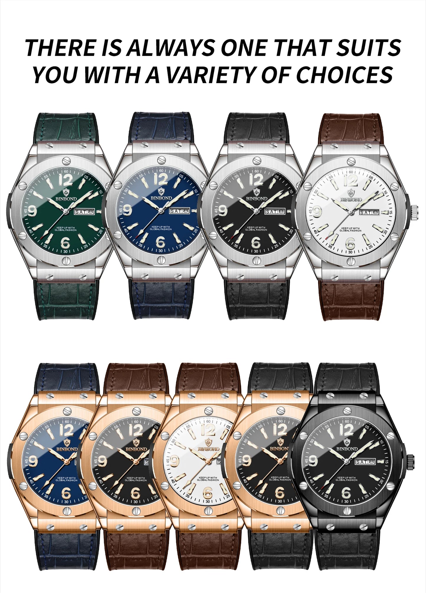 BINBOND New 225 Fashion Men's Quartz Watch Waterproof Luminous Calendar Versatile Casual Men's Quartz Watch 2025