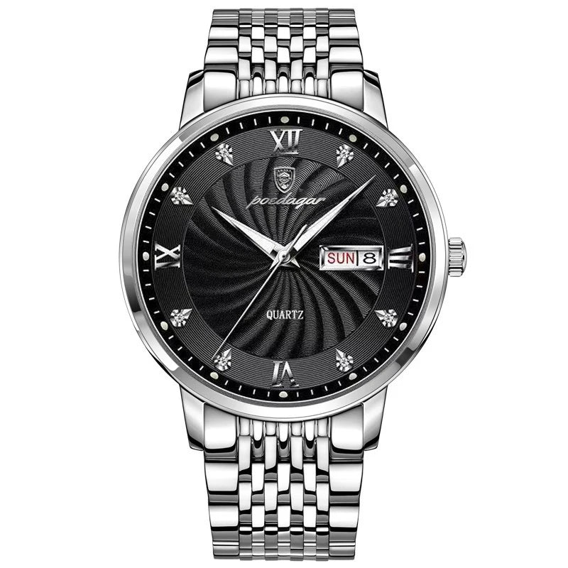 POEDAGAR Luxury Brand Man Watch Waterproof Luminous Date Week Men's Quartz Wristwatch Stainless Steel Fashion Sports Men Watches